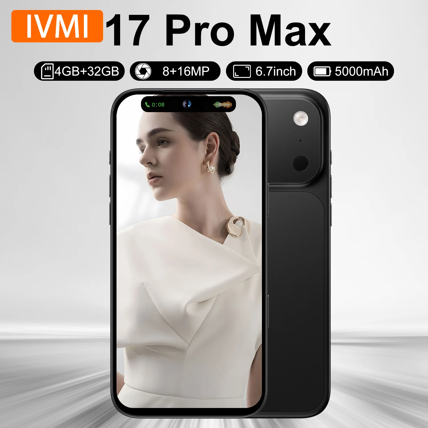 HOT IVMI 17PROMAX Smartphone Pixel 8+16MP Android 12 6.7-inch 4GB Memory 32GB ROM Face ID 4G Network Google Play Store Phone