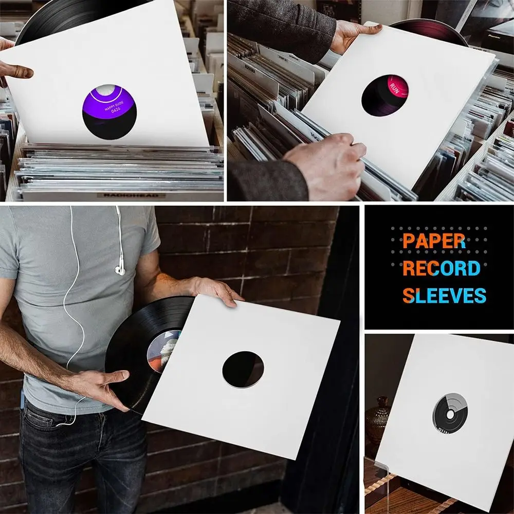 New 7/10 Inch Vinyl Records Sleeve Square Kraft Paper Outer Record Sleeves Reusable LP Vinyl Record Cover