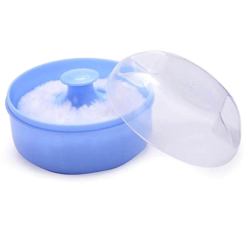 

B49B-2X Baby Soft Face Body Cosmetic Powder Puff Sponge Box Case Container (Blue)