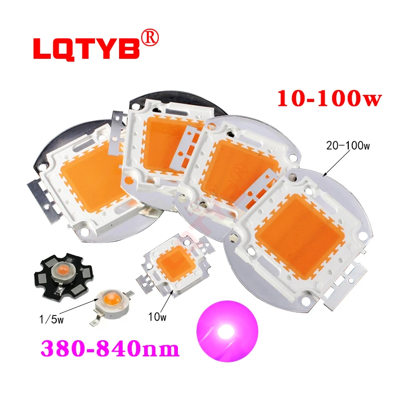 

380nm-840nm Full Spectrum Grow Light 1W 3W 5W10W 20W 30W 50W 100W High Power LED COB Beads 45mil Bridgelux Chip For Plant Grow