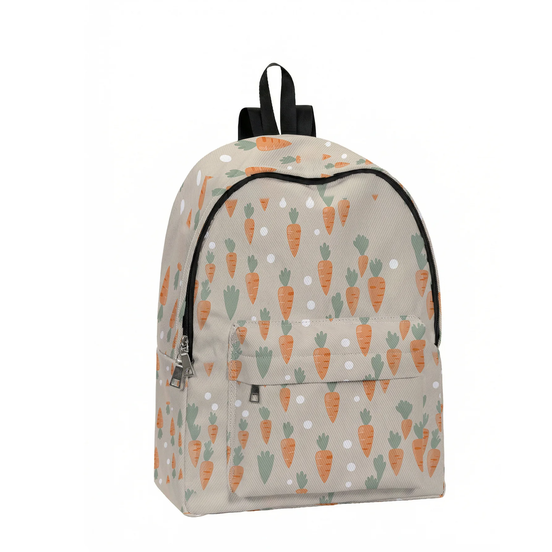 Cute Carrot Print Backpack for Kids Lightweight Casual School Bookbag Large Capacity Travel Daypack Student Rucksack