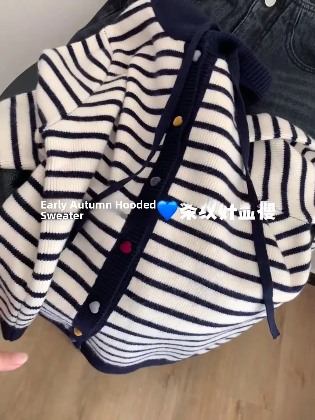 Suéter con Capucha a Rayas de Estilo Coreano para Principios de Otoño, Prenda de Punto para Mujer, Ideal para Combinar en Oto...