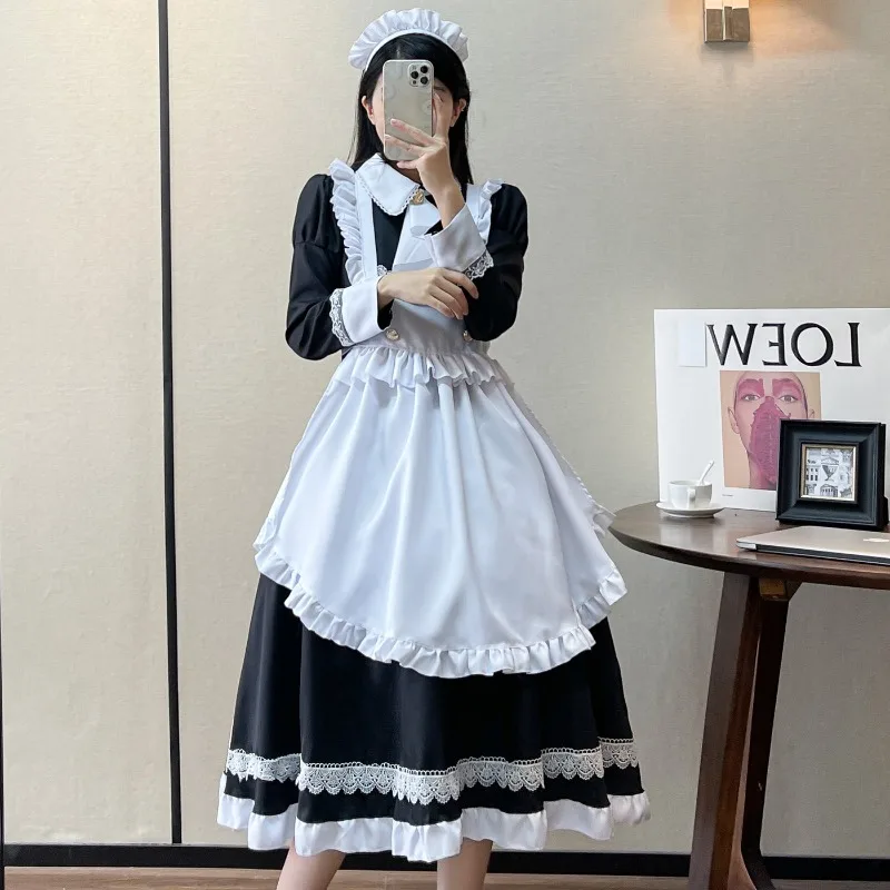 Long sleeved maid costume cosplay costume lolita performance uniform anime cute maid