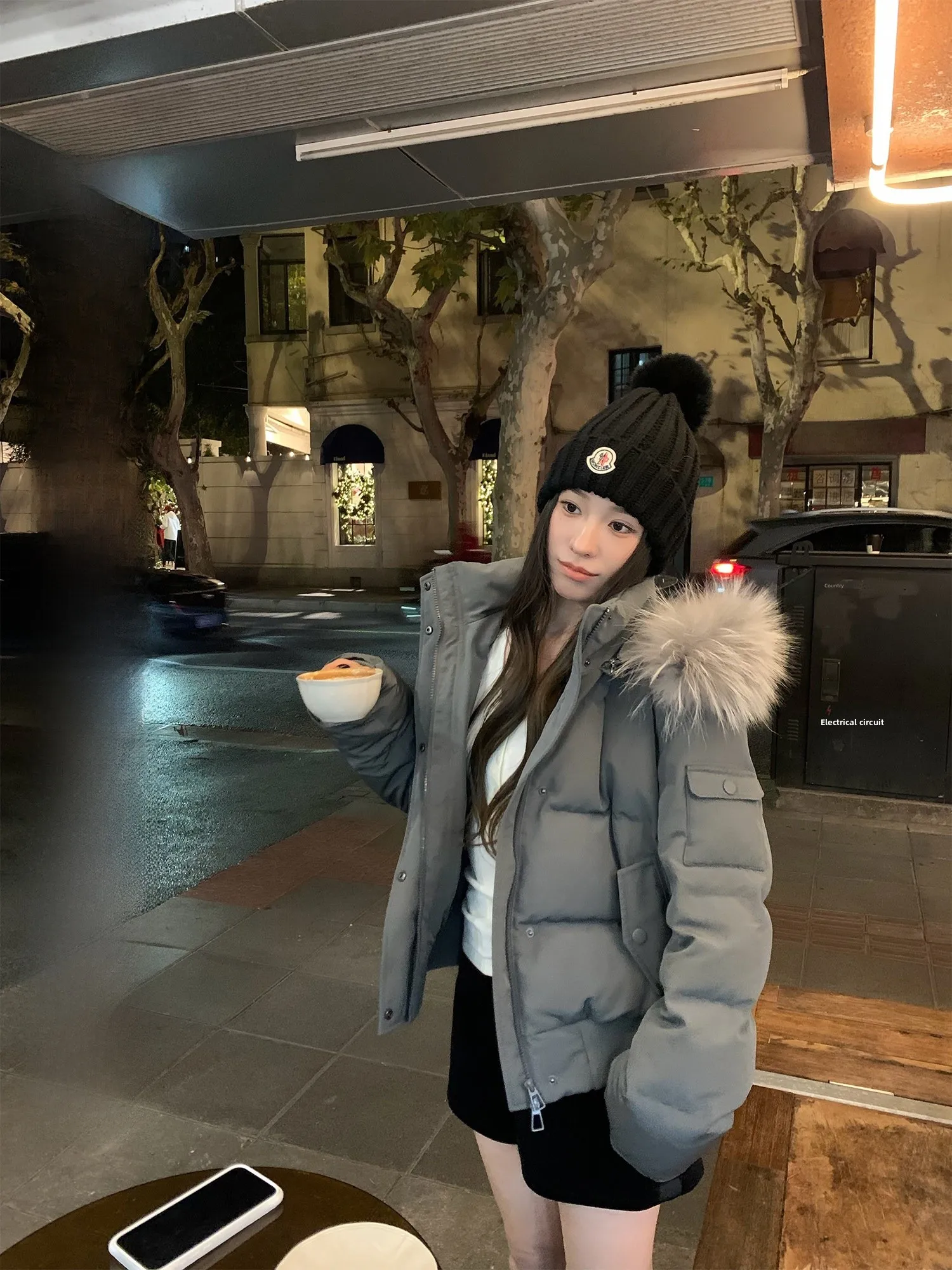 

Hhyii Iceland Time White Duck down Parka Women's Winter Coat Fur Collar Waist-Cinching Workwear Style Casual Fashion