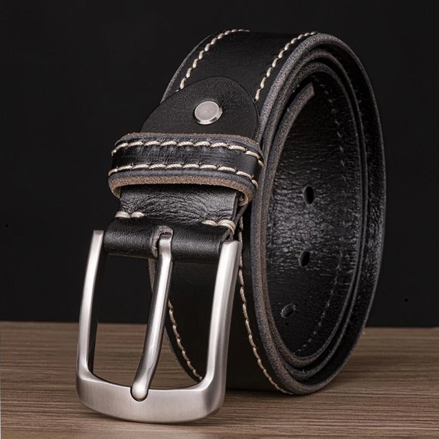 Pin Buckle Belt Genuine Leather Belts for Men NEW Designer Belt Fashion Waistband for Male