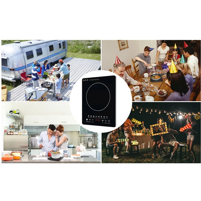 【Popular】Portable Induction Cooktop 8Temp Touch Burner Cooker Countertop Burner Induction Hotplate Low Noise 2200W Sensor