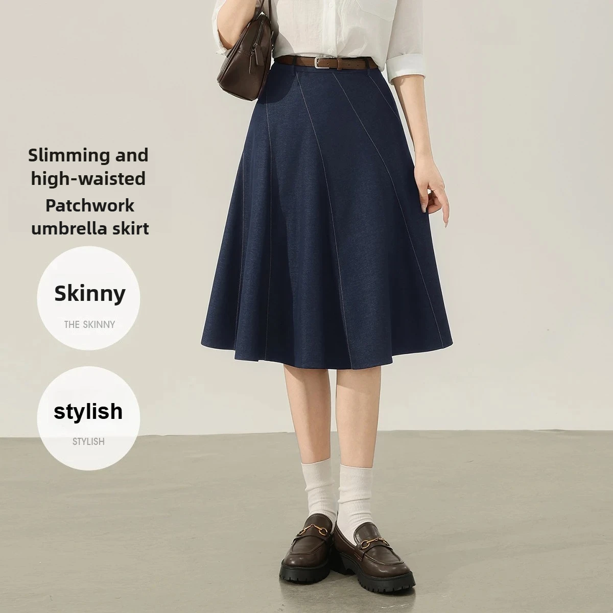 

SENTUBILA Women's Elegant Skirts 2025 Autumn New Commut High-waisted Skirt Versatile Design A-line Loose Female Skirt 153QD2520