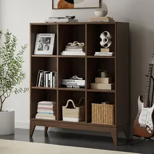 Multipurpose Display Organizer Cabinet with Slightly Tapered Legs, 9-Cube Open Storage Compartments for Living, Customized