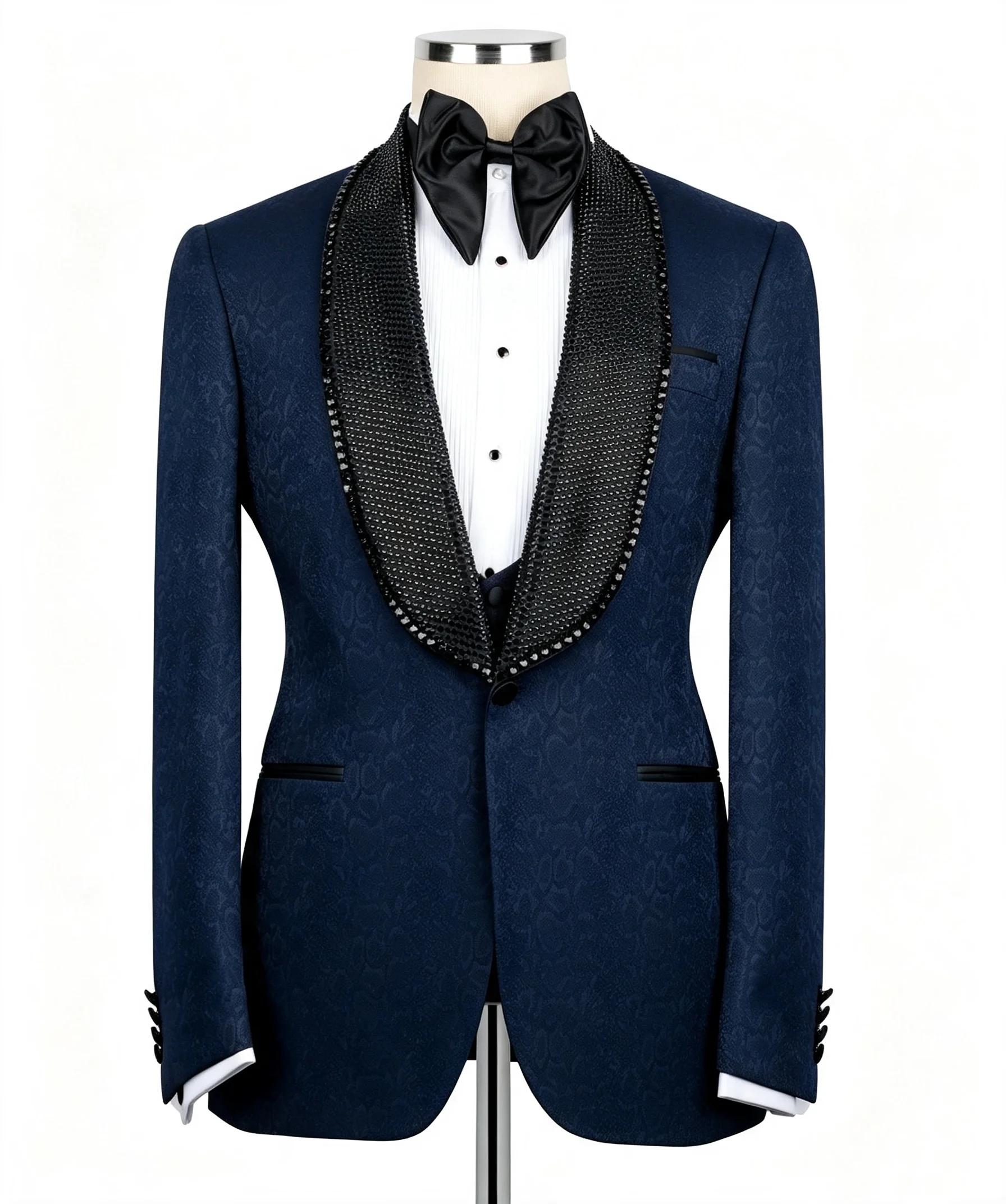 Simple Rhinestone Men Wedding Suits For Wedding Shawl Lapel Tuxedo Groom Wear 2 Pcs Jacket Pants Evening Party Customized
