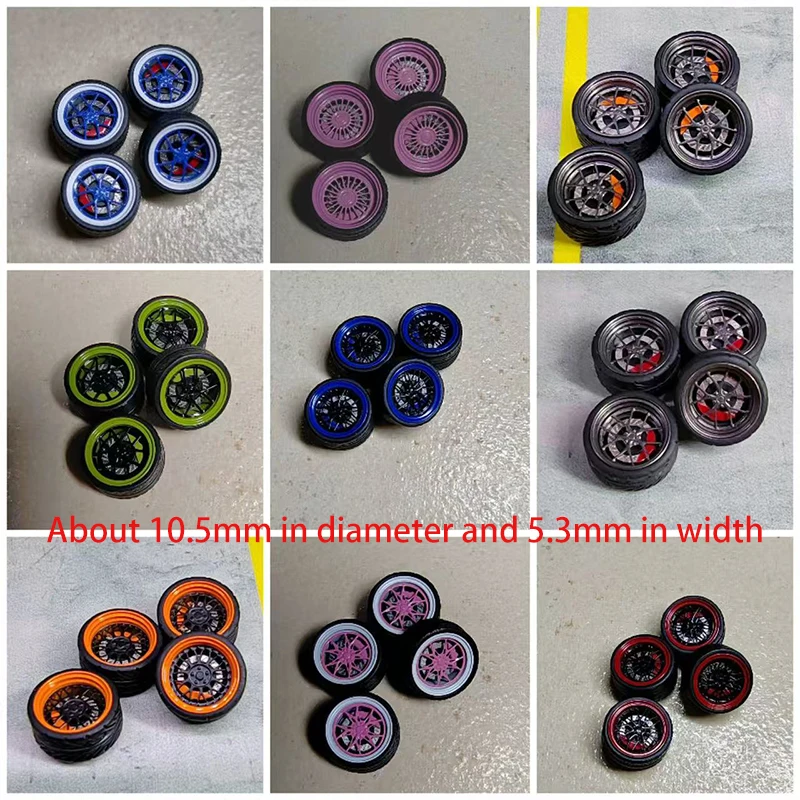 

1:64 Wheel Hub with Bearing, Metal Wheel Hub, Rubber Tire Diameter about 10.5 Mm, Width about 5.3 Mm, Car Model Modification