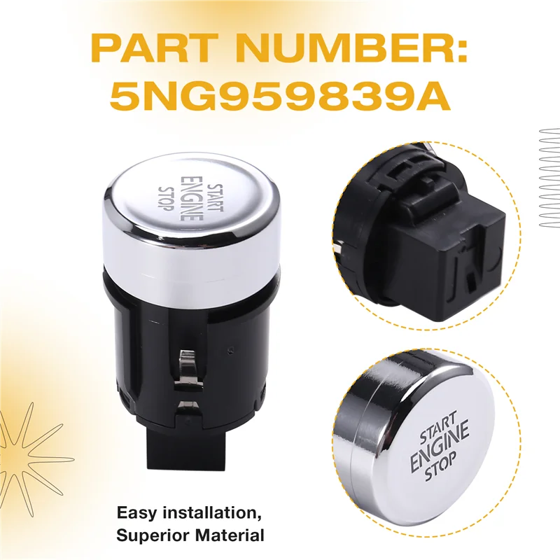 زر واحد بدء التبديل 5NG959839A سيارة الإشعال وقف بدء زر التبديل محرك بدء التبديل لشركة فولكس فاجن تيجوان 2016-2024