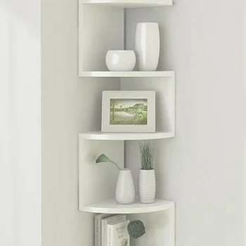 플로팅 벽 선반 코너 보관 랙, 미적 방 장식, 홈 장식, 거실 주방 디스플레이 스탠드 선반, 5 단 