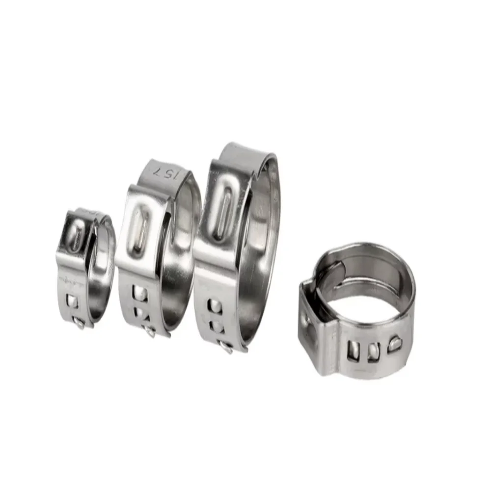 5.3~21mm 304 Stianless Steel Single Ear Stepless Hose Clamps Hose Clamps Cinch Clamp Rings