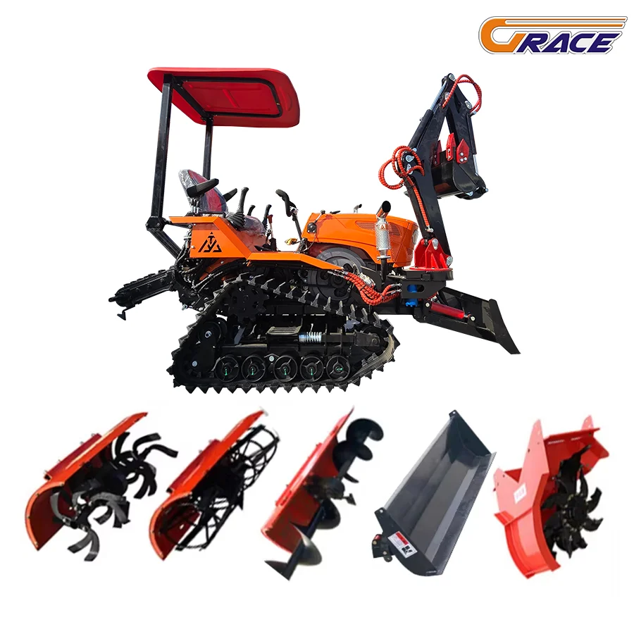 Ce Epa Euro5 Power Agricultural Farming Rotavator Rotary Tiller 25HP 35HP Excavator  Crawler Tractor Mini Crawler Cultivator