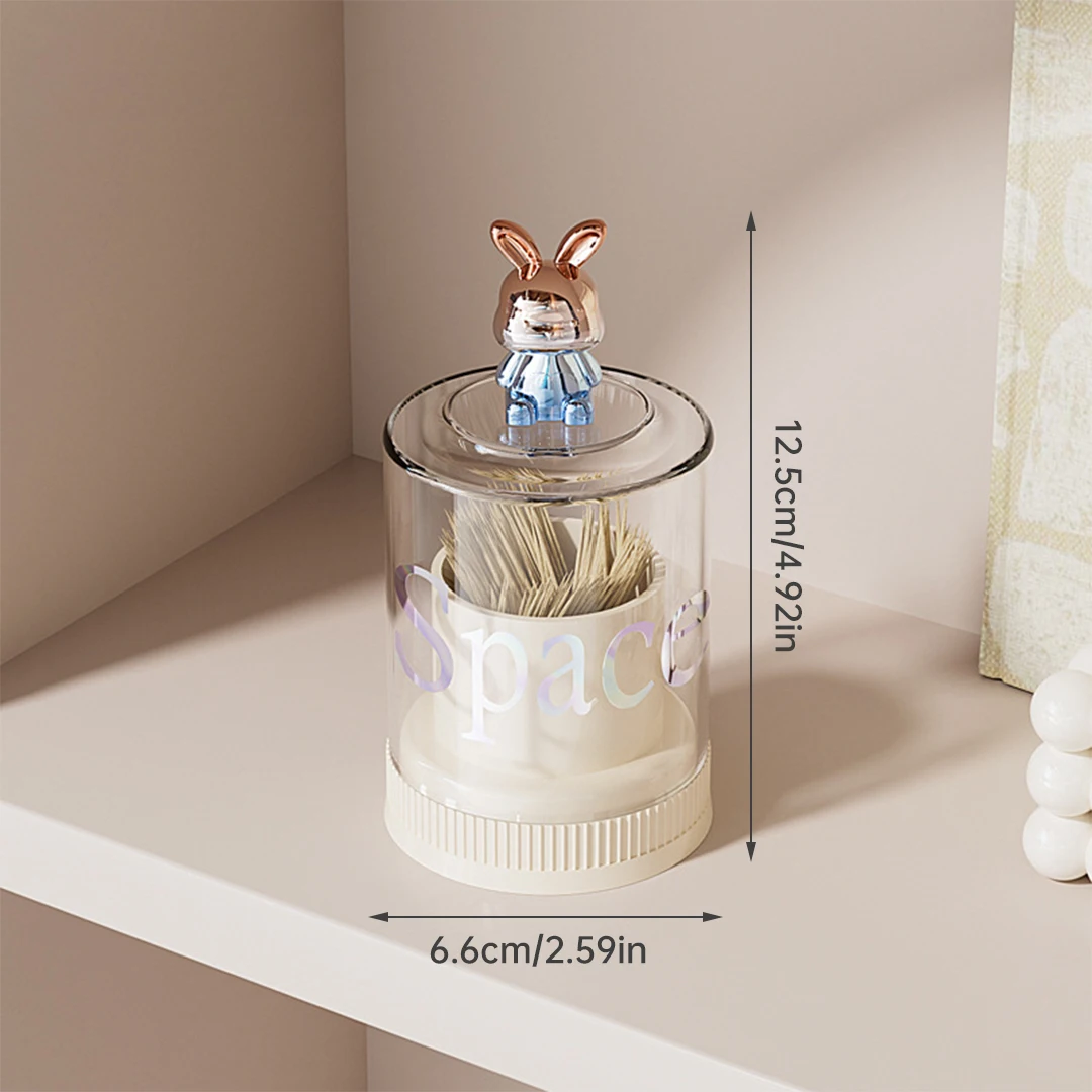 1pc Toothpick Storage Box Cotton Swab Storage Box Dental Floss Storage Box Desktop Creative Rabbit Toothpick Holder