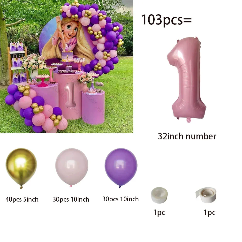 1Set Disney Rapunzel Princess Foil Balloon Happy Birthday Party Supplies Decoration Baby Shower Kid Faovr Tangled Ballon Globos