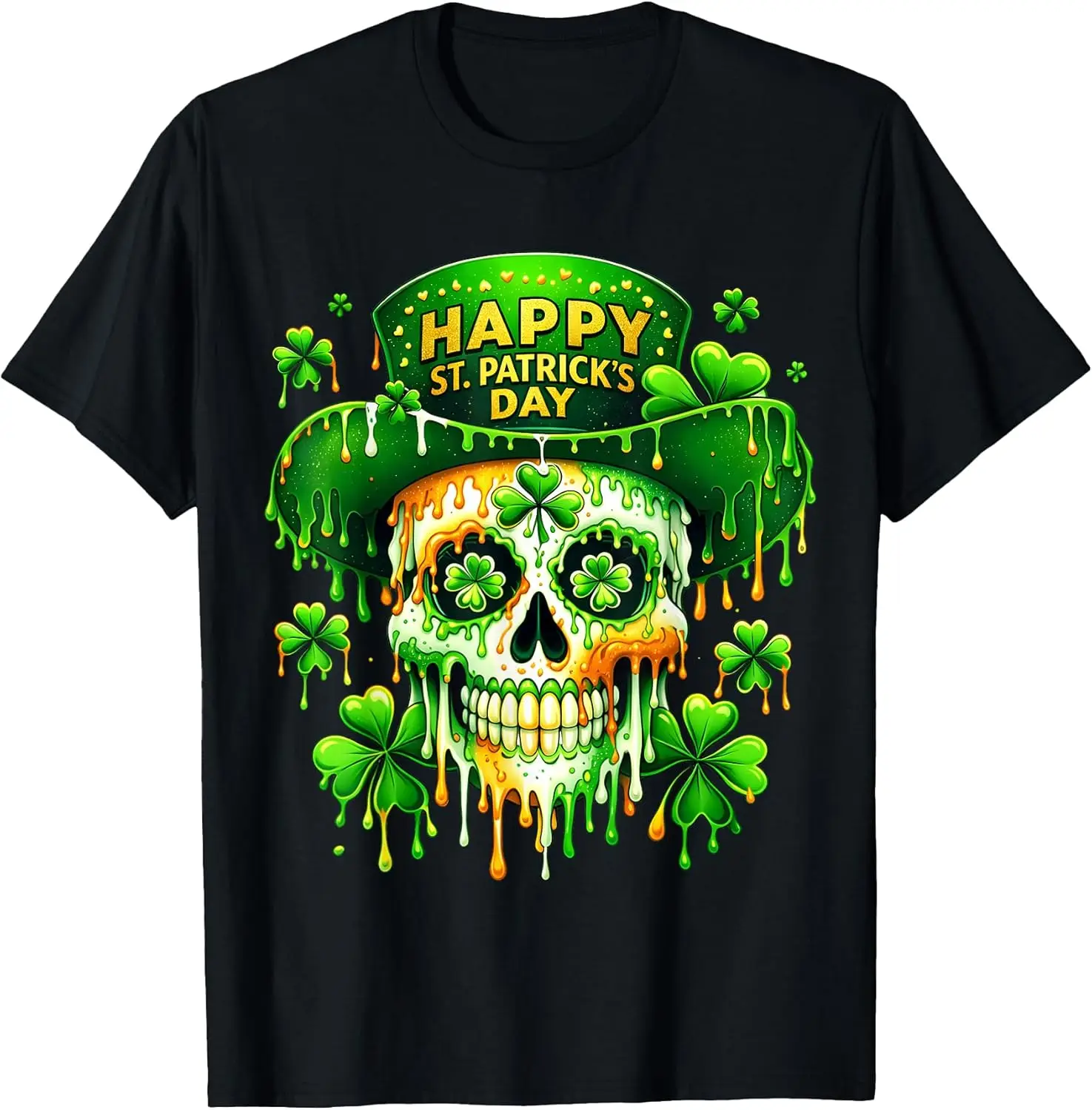 

Детская футболка Drip Sugar Skull St Patricks Day Leprechaun Shamrock Ireland, черная, 180 г/м², 100% хлопок