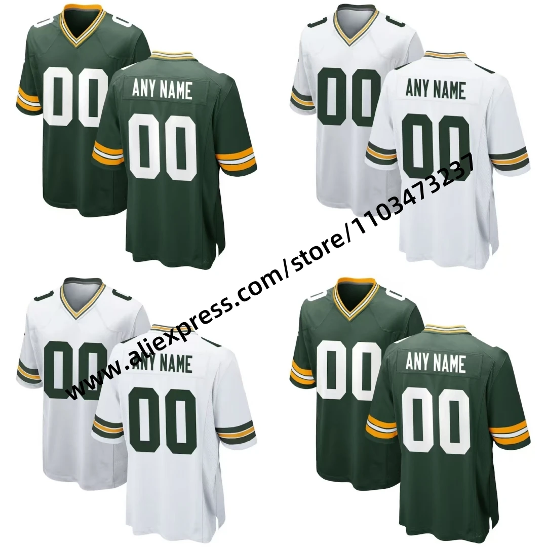 

Custom Men Youth Green Bay Stitched American Football Jersey Josh Jacobs Doubs Bart Starr Green Shirts