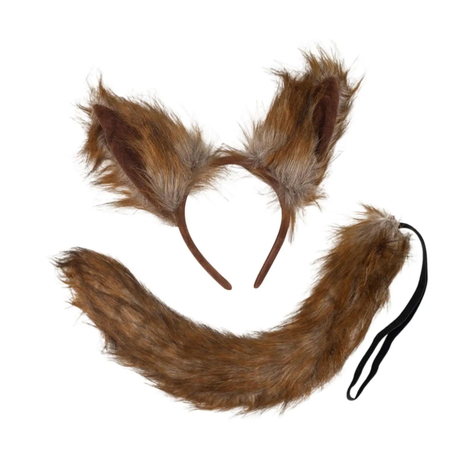 Wolf Ears and Tail Costume Set Comfortable Wolf Ear Headband for Theme Parties Dressing up Show Role Playing Stage Performance