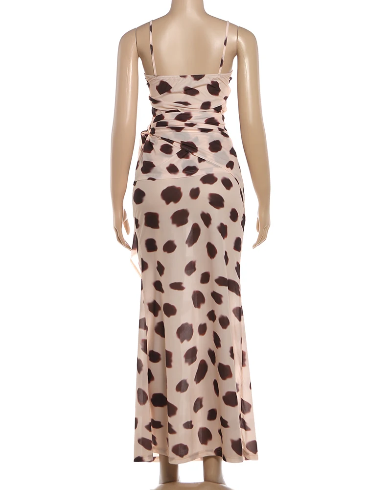Weird Puss Leopardenmuster 2-teiliges Set Damen Sexy Tanktop mit unregelmäßigem Saum und tiefem Ausschnitt + durchsichtiger Rock Urlaubs- und Party-Outfit – Detail 6
