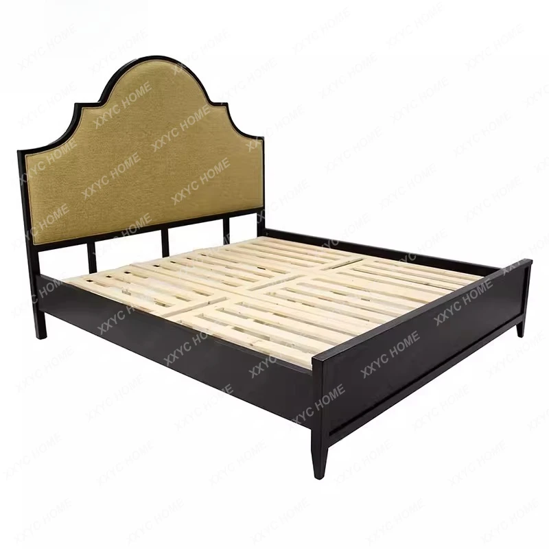 

NN solid wood simple retro double bed small apartment high-end wedding bed