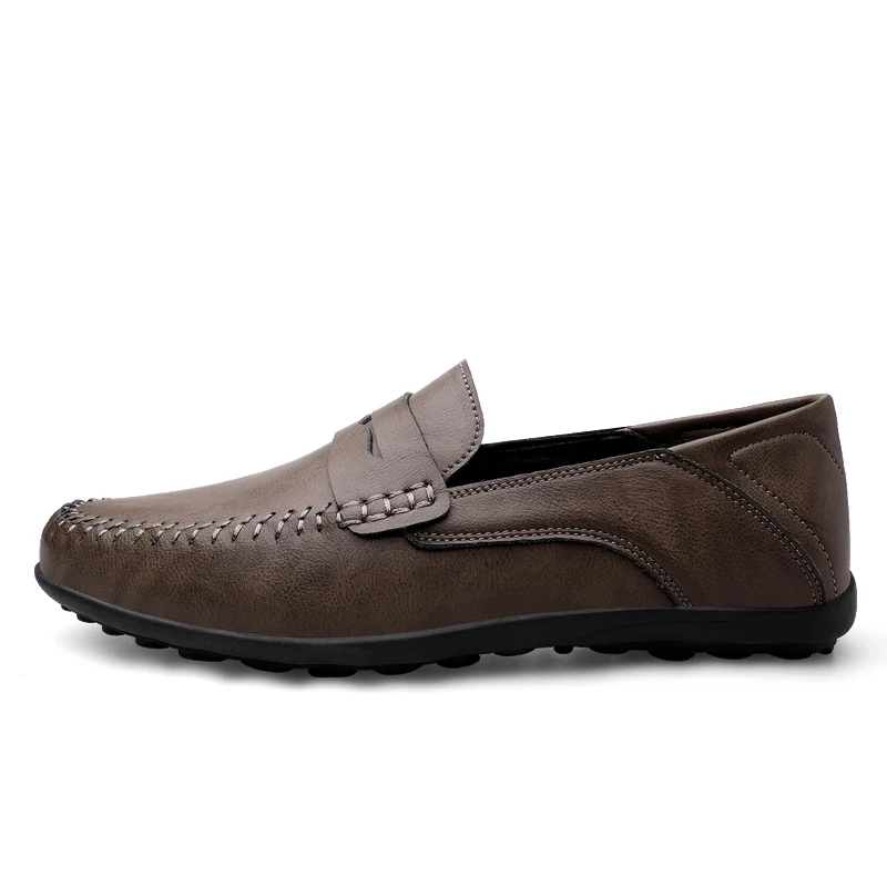 Mocasines clásicos sin cordones para hombre, zapatos informales de cuero a la moda, de talla grande 38-47 calzado plano, otoño