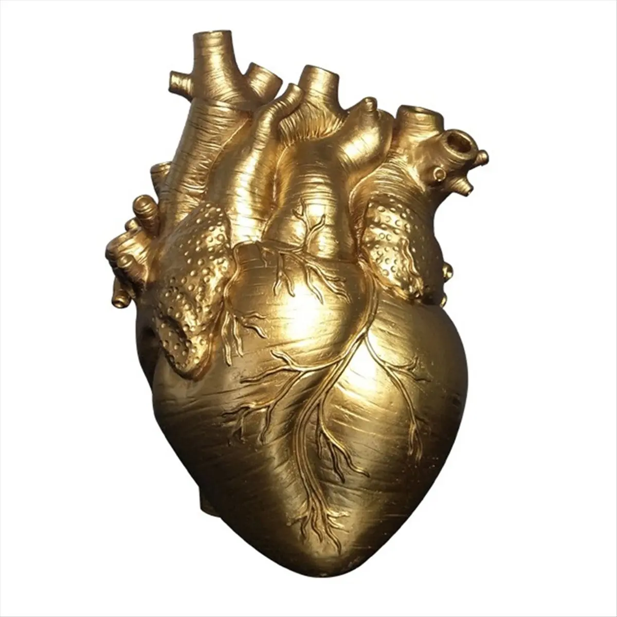 [HIGH] Anatomical Heart Vase Resin Flower Pot Heart Shape Vase Countertop Desktop Ornament Table Desk Flower Vase Decor,Gold