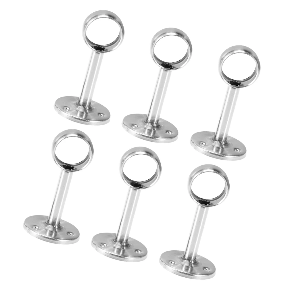 

6pcs Wardrobe Rail Support Heavy Duty Stainless Steel Bracket for Closet Bathroom Bedroom Hanging Rod Holder Shelf Rack Metal