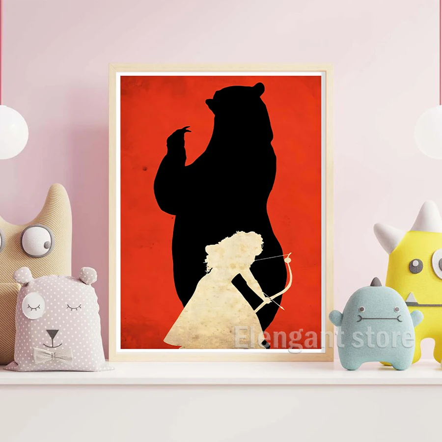 كلاسيكي ديزني ملصق فيلم مجمد للبنات ، الأميرة آنا وإلسا طباعة فنية ، لوحة قماشية عتيقة ، ميريدا شجاعة ، ديكور جداري #5