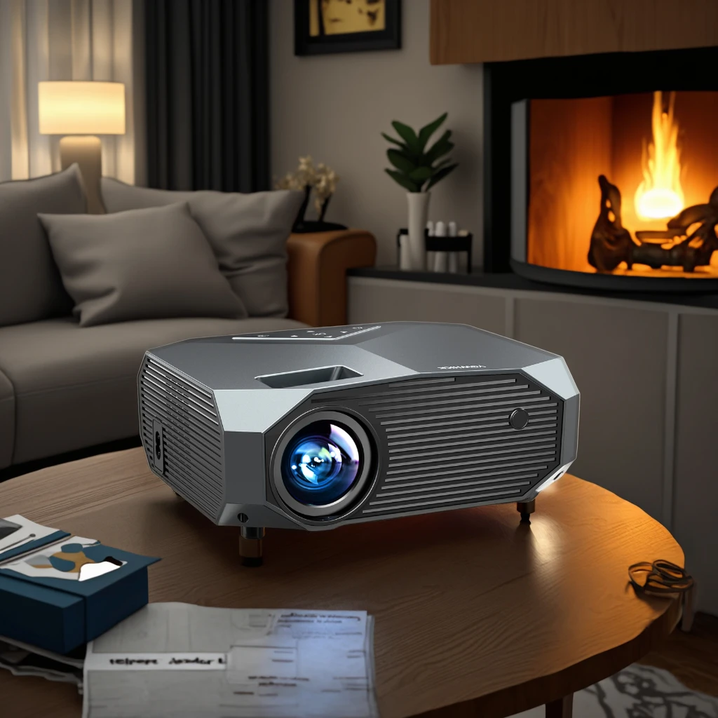 جهاز عرض WiFi 6 4K، سطوع 2000 لتر وشاشة صمام ثنائي باعث للضوء للفيلم والألعاب الخارجية مقاس 400 بوصة