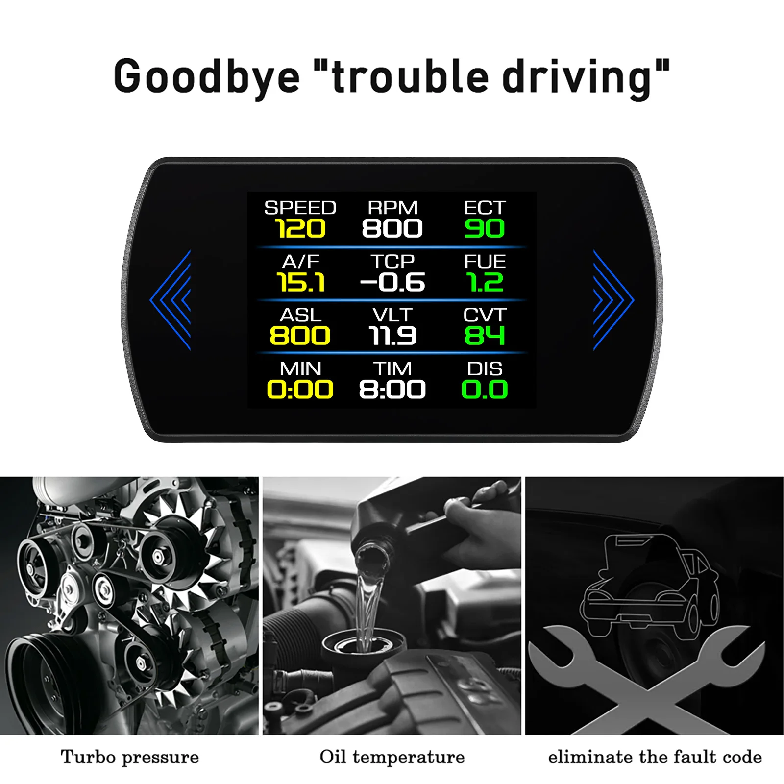 P12S Speedometer Tachometer OBD Car HUD Head Up Display Car Digital Speed Projector On-Board Computer Speed RPM Meter Voltage