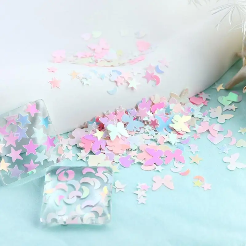 U90E Colorful Filler DIY Moon Star Heart Sequins for Jewelry Making Art Decors