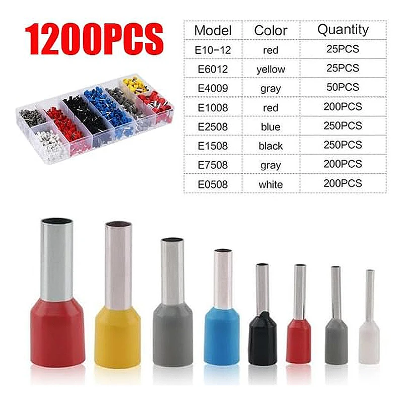 1200 قطعة محطة أنبوبي كتلة موصل سلك محطة عدة معزول الحبل دبوس نهاية محطة الكهربائية المكشكش المنهي #3