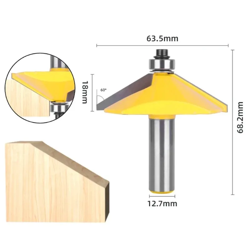 60 Deg Bevel Edge Forming Chamfer Router Bits with Bearing Chamfering CNC Wood Cutting Tools Woodworking Milling Cutter 1PC