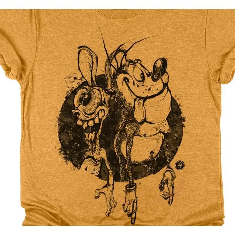 BASIC Ren and Stimpy yellow T shirt short sleeve All sizes XB392