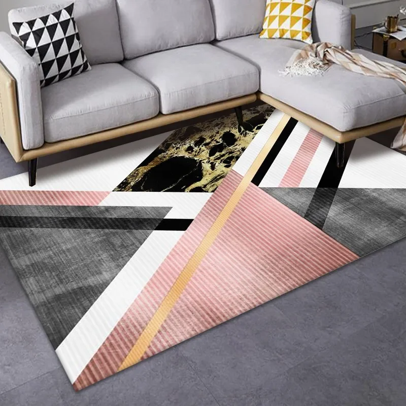 Modern 3D Geometric Nordic Carpets for Living Room Bedroom Decoration Area Rug Home Hallway Floor Mat Pink Large carpet alfombra