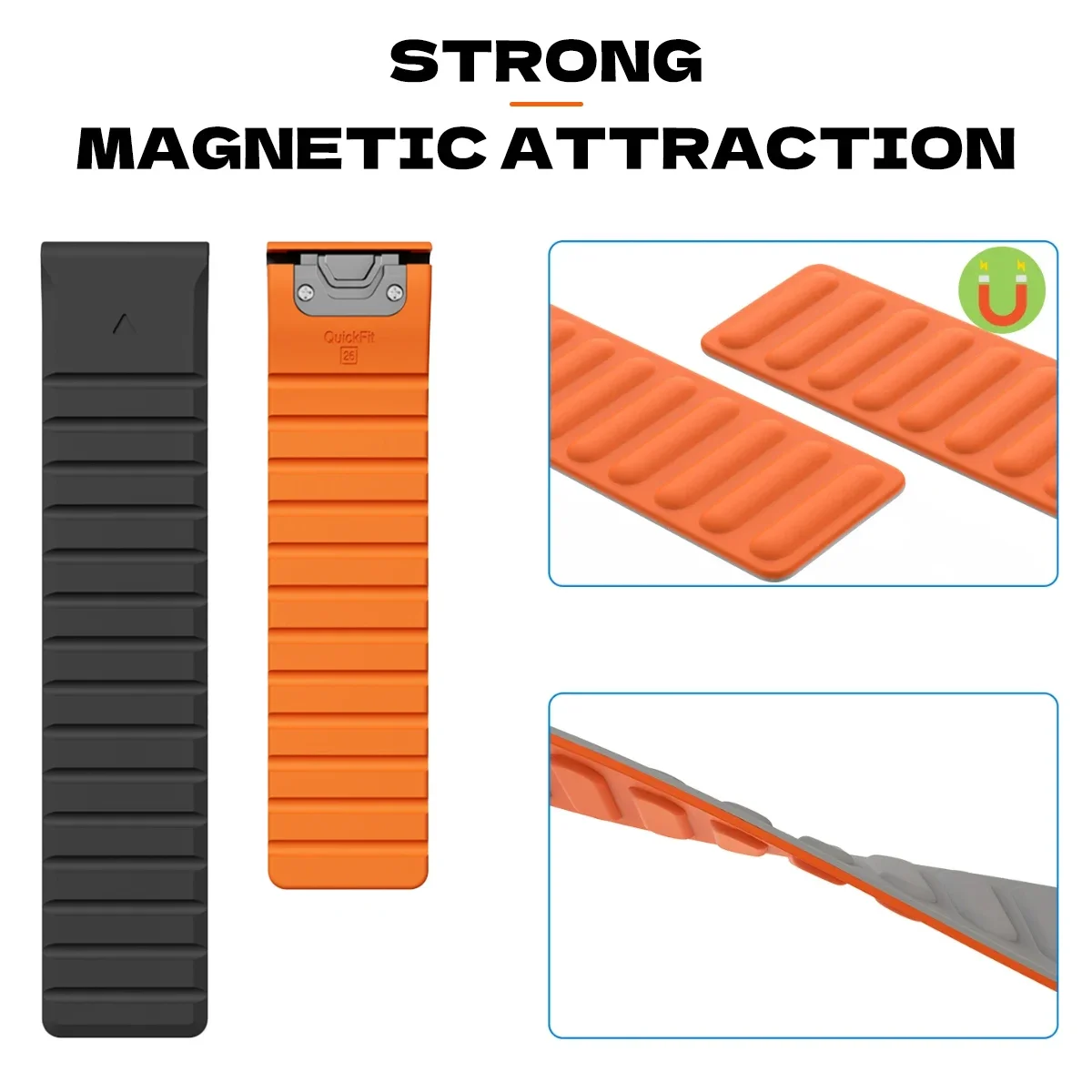 Cinturino magnetico in silicone per Garmin Fenix 7 7x 6 6X Pro Quick Fit 5X 5 Pro 22mm 26mm Bracciale per Gen 2/Enduro 2/Descent Mk1 Band