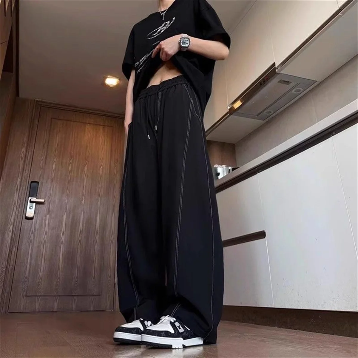 

Универсальные мужские брюки, мягкие джоггеры, спортивные штаны для фитнеса, удобные брюки, мужские модные мешковатые брюки, новинка 2025, повседневные