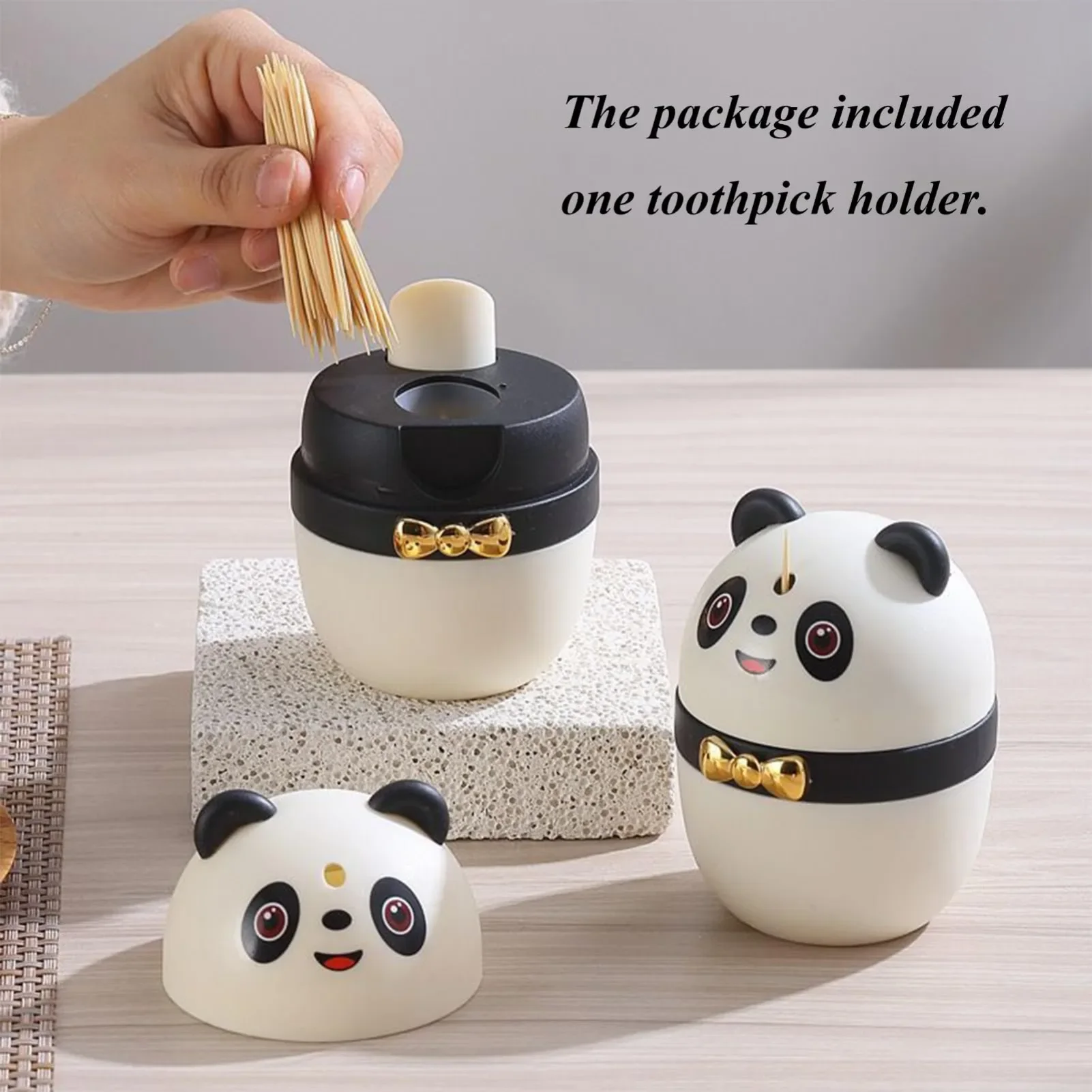 Automatic Panda Toothpick Dispenser for Kitchen Restaurant Hotel,Creative Environmental Practical Plastic Storage Holder.