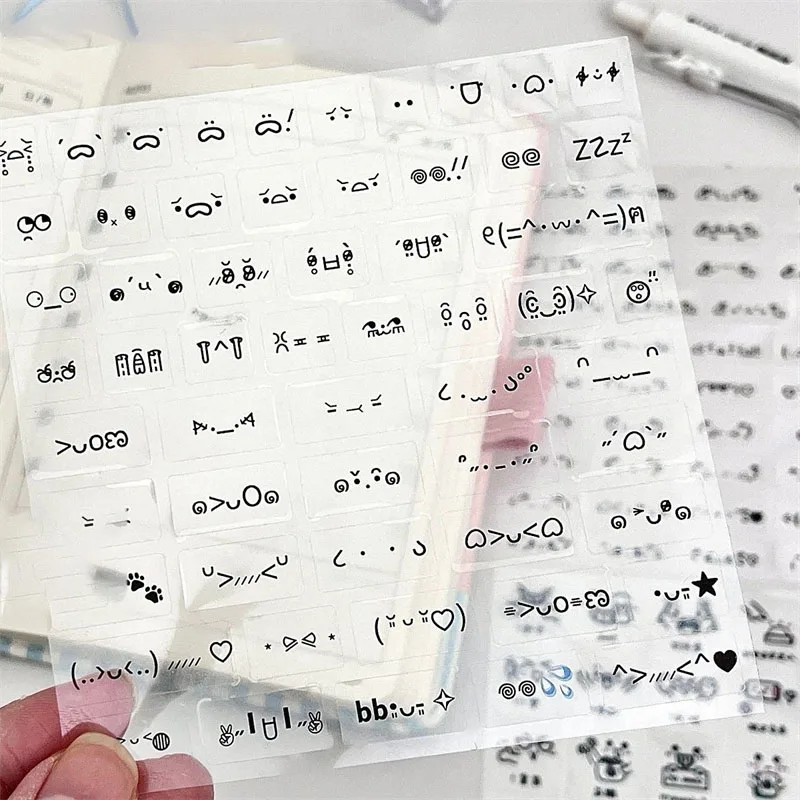 10 قطعة ملصقات التعبير مضحك جديد لطيف التعبيرات ملصقات مجلة ملصق مزخرفة PET شفافة الكرتون مقاوم للماء المقرب #5