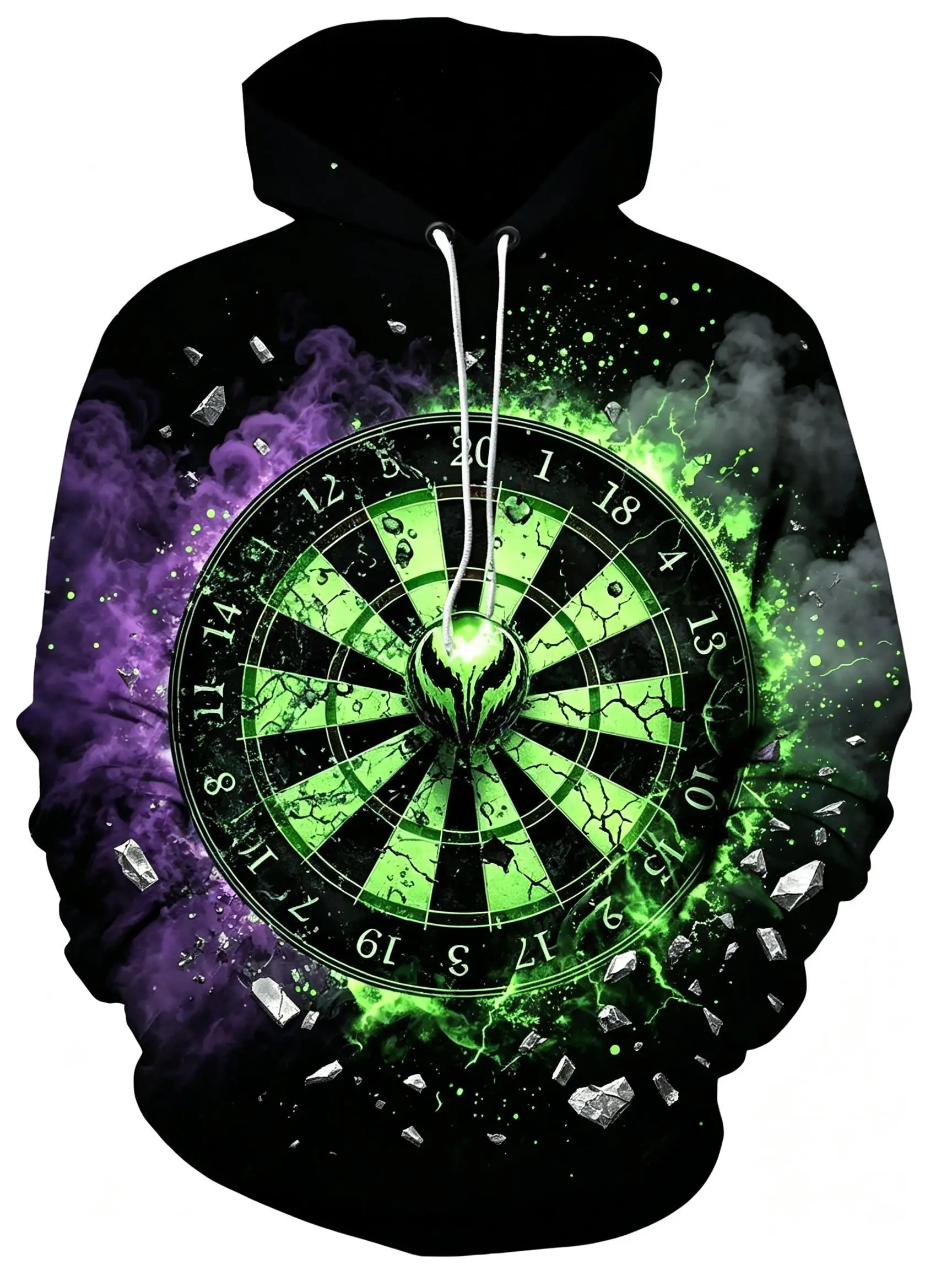 Men's Hoodie thin Autumn Winter Sci-fi Alien Dartboard Cosmic Smoke Art Print Oversized Casual Sweatshirt Clothes