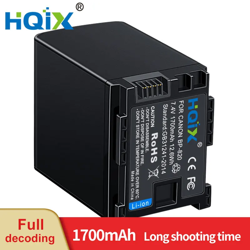 

HQIX for Canon LEGRIA HF G26 G30 G50 G60 XA11 XA15 XA20 XA30 XA25 XA35 XA55 F405 XF400 Camera BP-820 Battery Charger