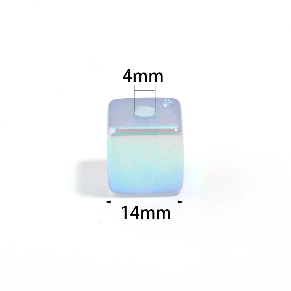 10 Stück/Set Leuchtende Quadratische Acrylperlen mit Großem Loch, lose Abstandshalterperlen für DIY Armband, Halskette, Schmuckherstellung, Zubehör – Detail 1