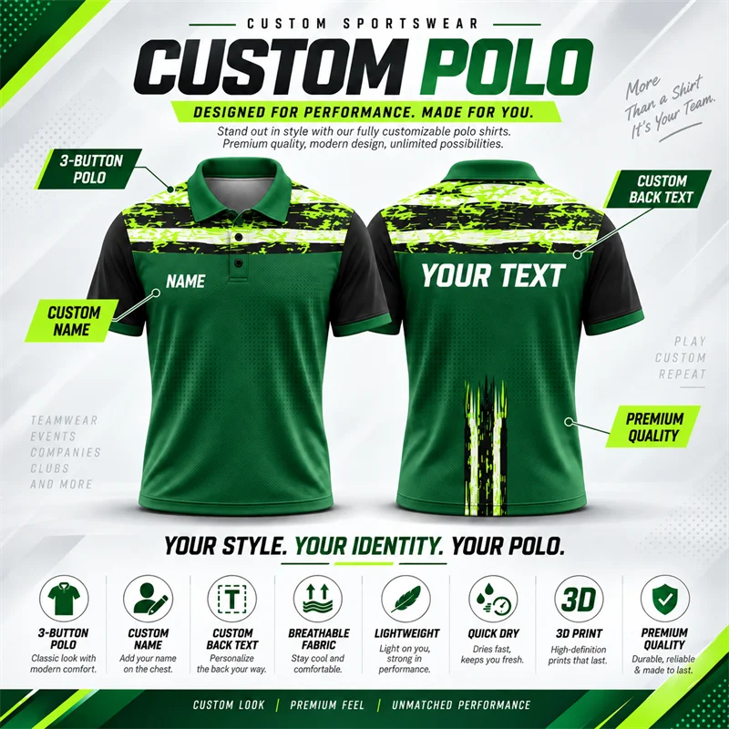 Wholesale Polo Jersey Custom Name Text Breathable Polyester Shirt for Reseller Bulk Orders Boutique Stock and Dropshipping Sale