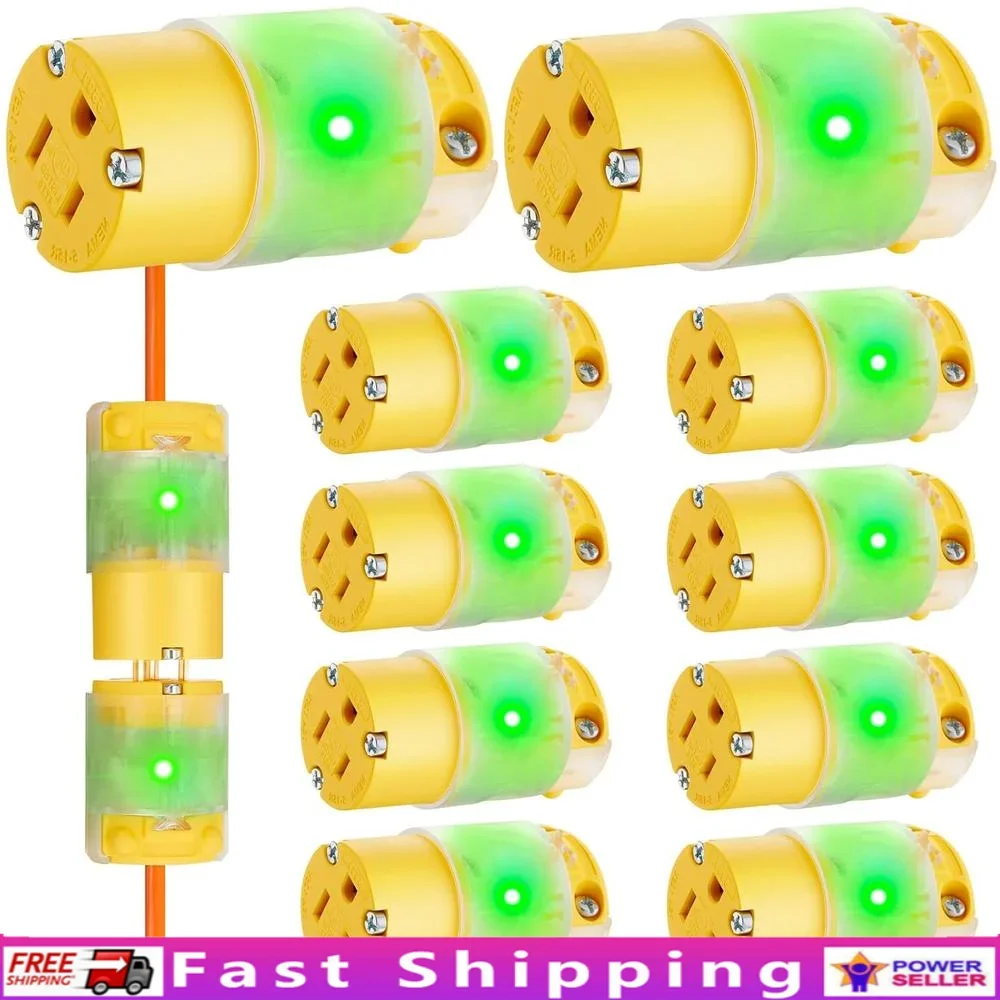 

Электрические разъемы с заземлением с подсветкой, 10 шт., 15 А, 125 В, NEMA 5-15P, 5-15R, 2-полюсный, 3-проводной, регулируемый зажим для проводов, замена вилки