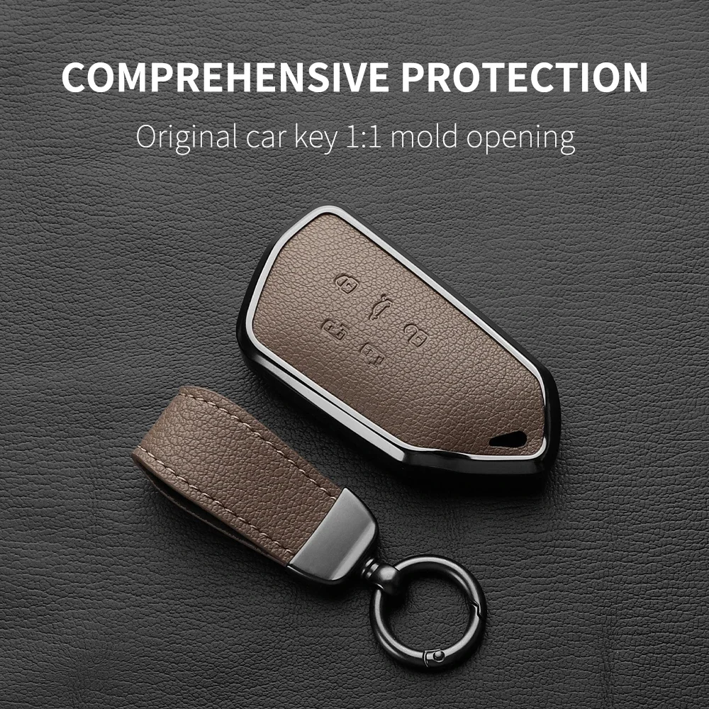 Leather Car Key Case Cover For VW Volkswagen New Golf 8 MK8 Teramont Viloran ID.3 ID.4 ID.5 ID4X ID6X CROZZ Talagon Remote