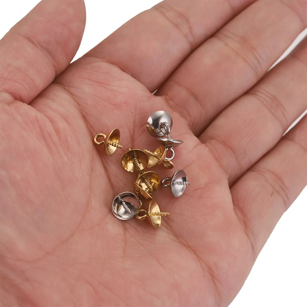 20pcs Stainless Steel Screw Eye Pin Bail Pegs Half Drilled Beads Charms Connectors for Jewelry Making