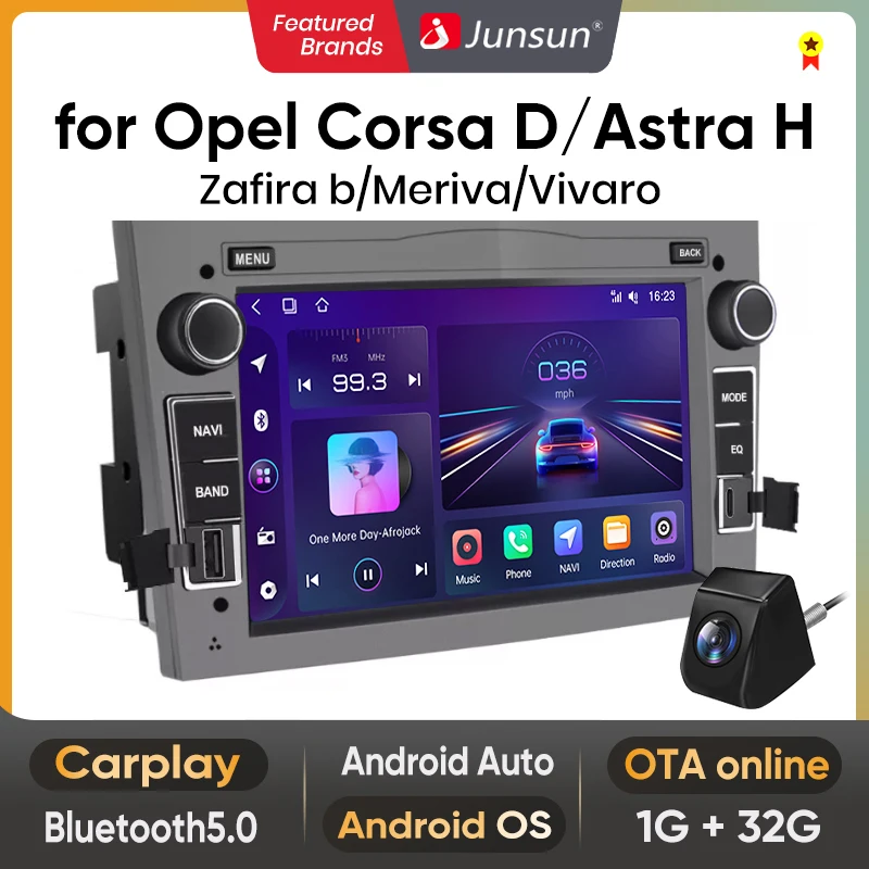 Junsun Wireless Carplay Android Auto Car Radio for Opel Astra H J Vectra Vauxhall Antara With Rear Camera DAB+ OBD2 BT Autoradio