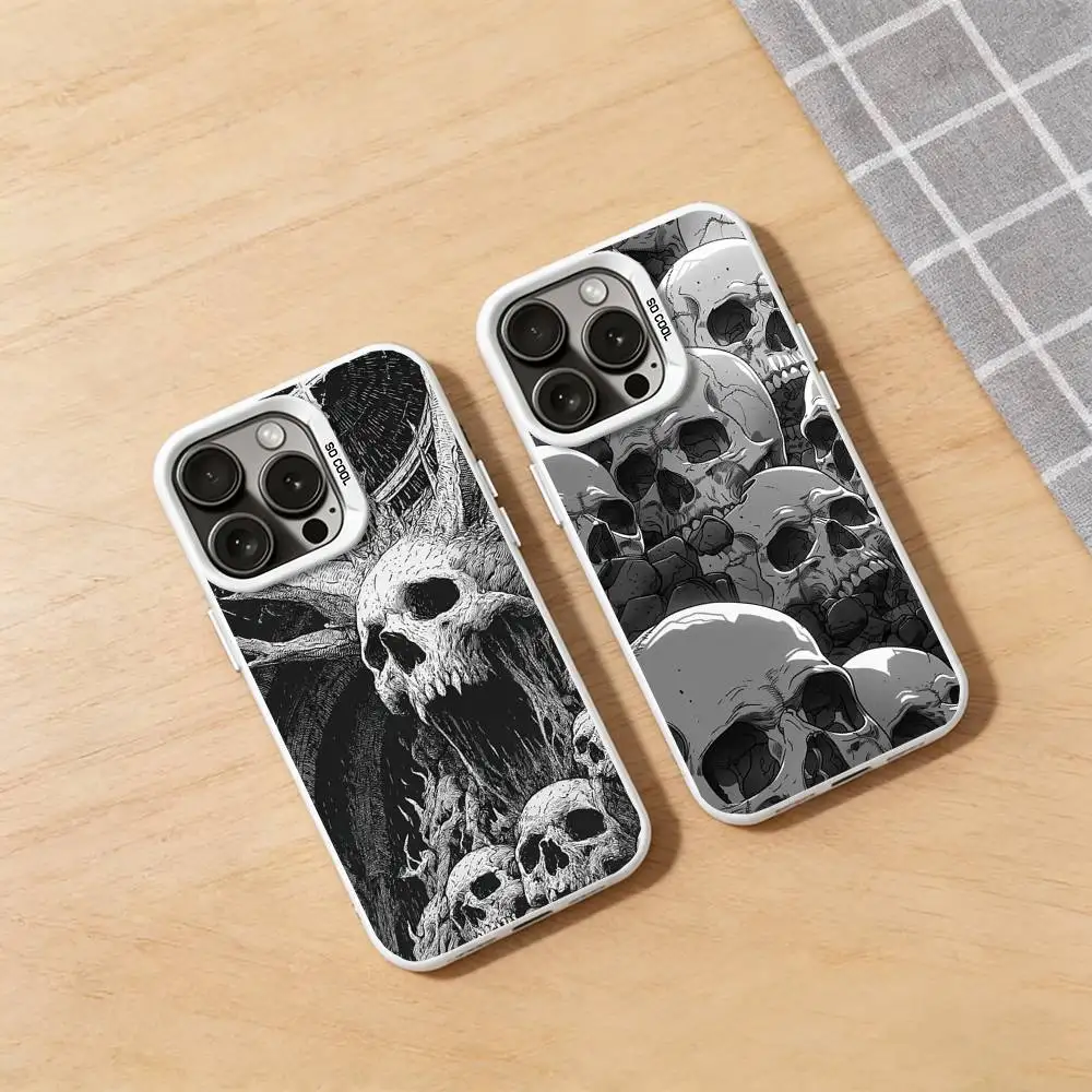 

Terror Black Skull Phone Case for iPhone 17 16 Pro Max Air 15 14 Plus 12 11 Soft Shockproof Cover