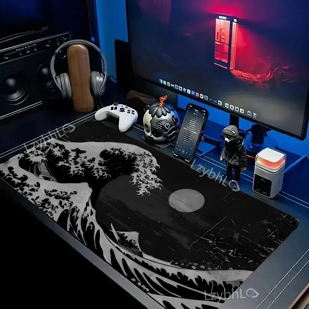 

Kanagawa Giant Wave Retro Art Mouse Pad Large XXL Gaming Mousepad Office Keyboard Rubber Anti-slip Esports Game Long Desk Mat